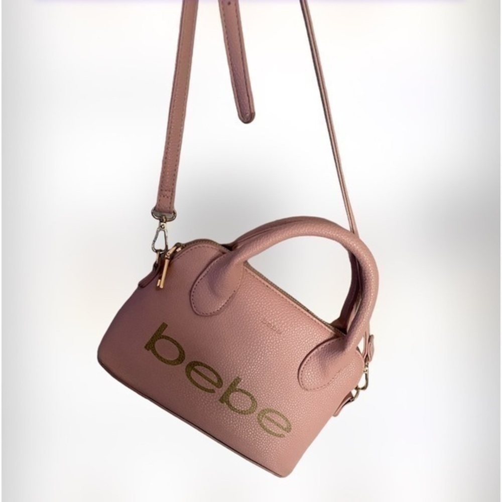 BEBE dusty pink satchel stamped crossbody bag
